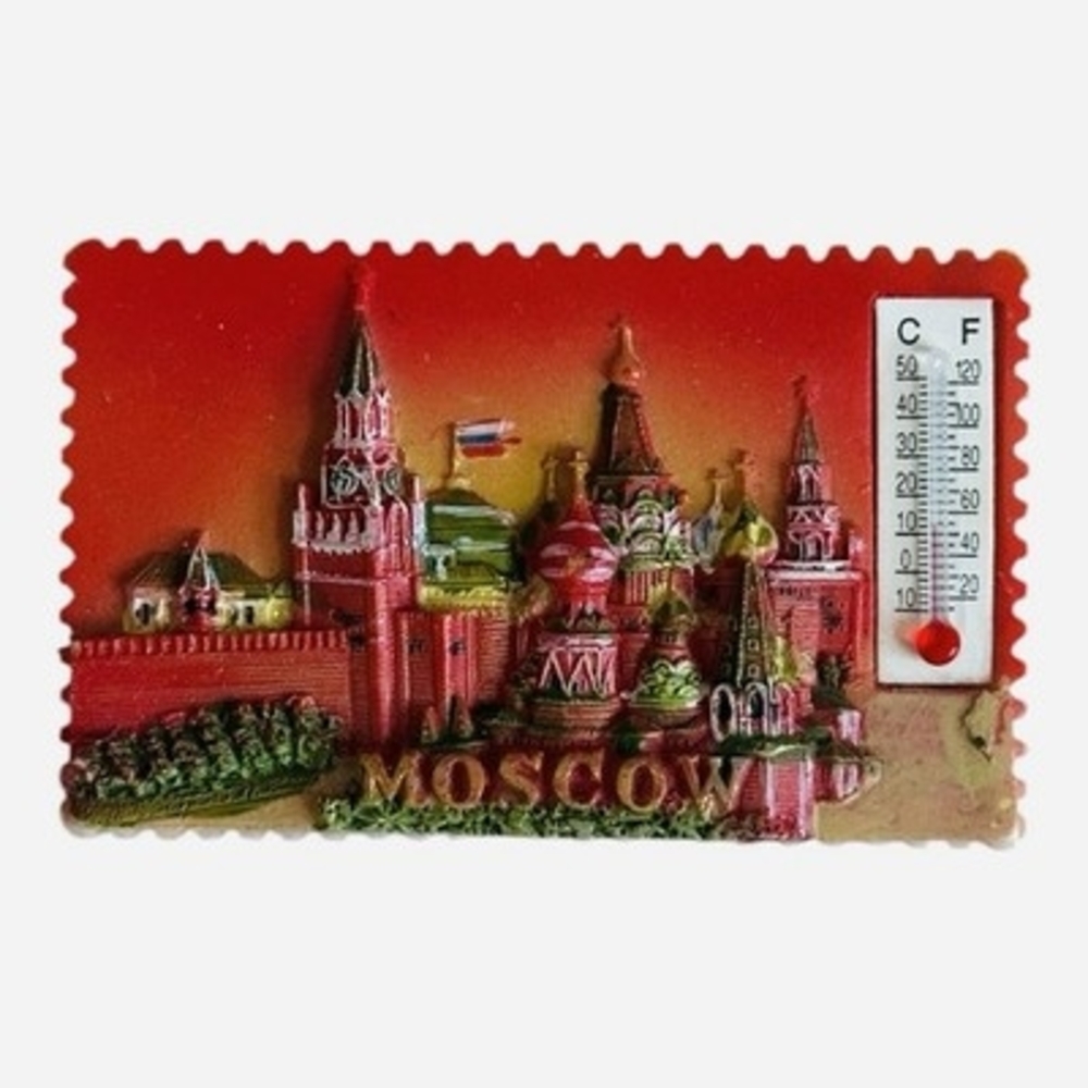 Vintage Moscow Russia Red Square 3D Fridge Magnet Souvenir Thermometer Gift 3x2"